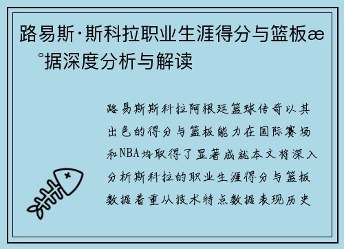 路易斯·斯科拉职业生涯得分与篮板数据深度分析与解读